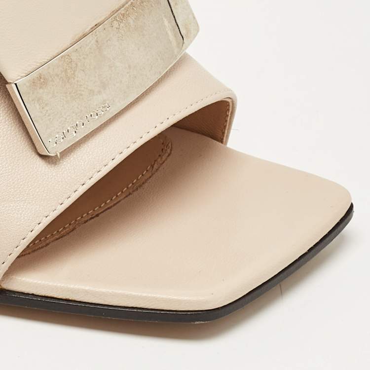 Pre Owned Sergio Rossi Beige Leather Mules Size 38