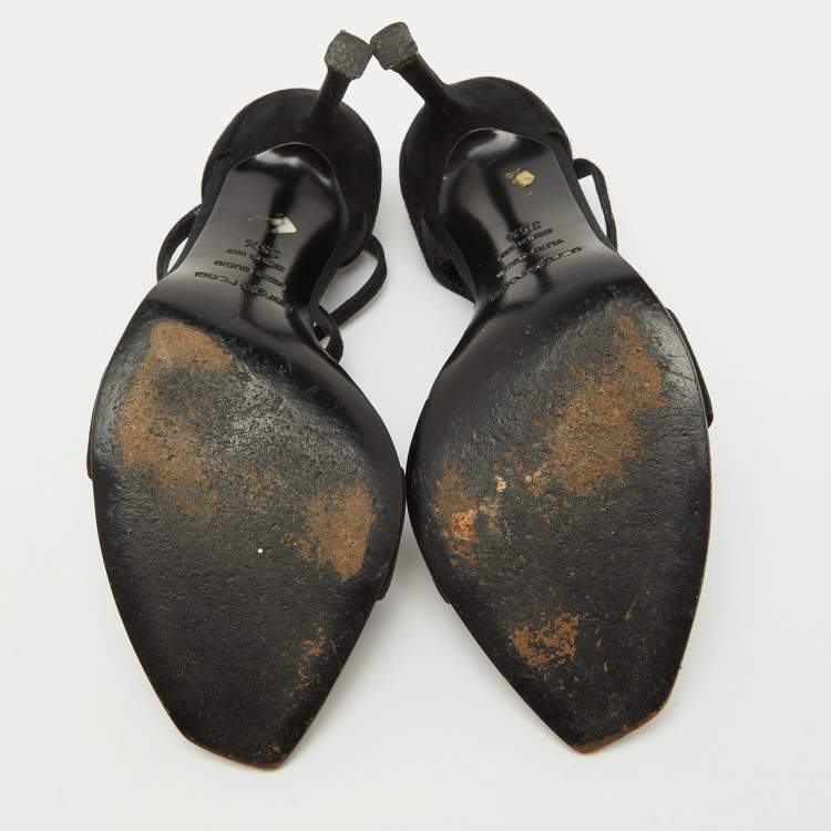 Pre Owned Sergio Rossi Black Suede Ankle Strap Sandals Size 35.5