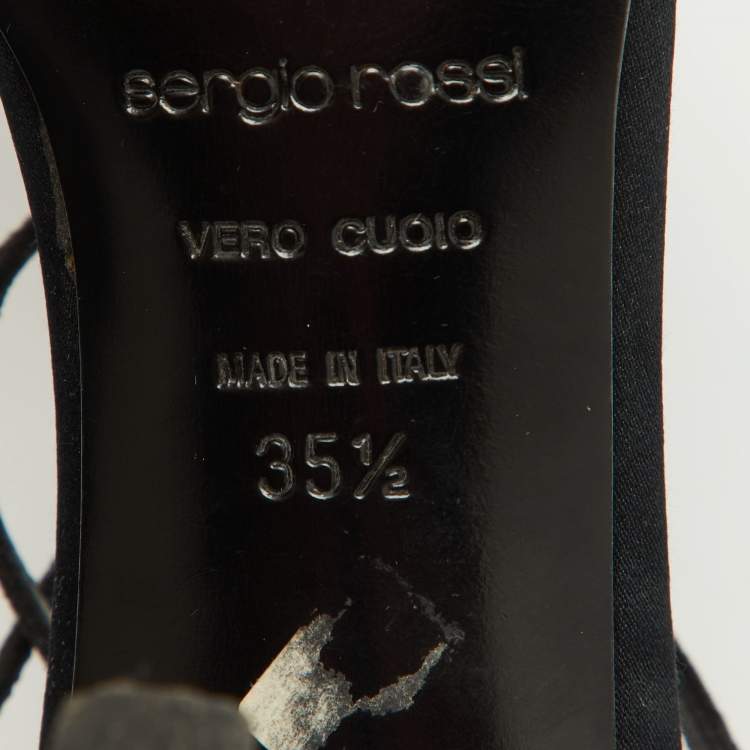 Pre Owned Sergio Rossi Black Suede Ankle Strap Sandals Size 35.5