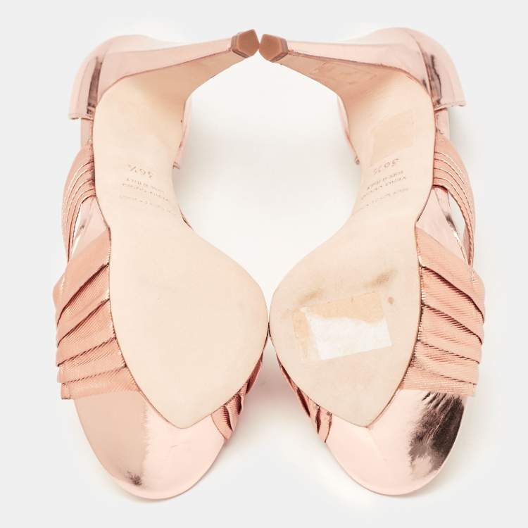 Pre Owned Sergio Rossi Rose Gold Leather D'orsay Pumps Size 36.5