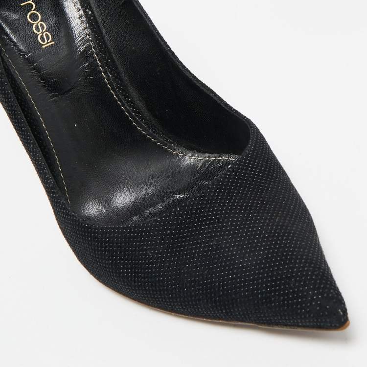 Pre Owned Sergio Rossi Black Canvas Pointed Toe Pumps Size 36