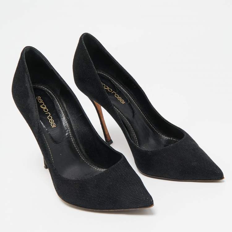 Pre Owned Sergio Rossi Black Canvas Pointed Toe Pumps Size 36