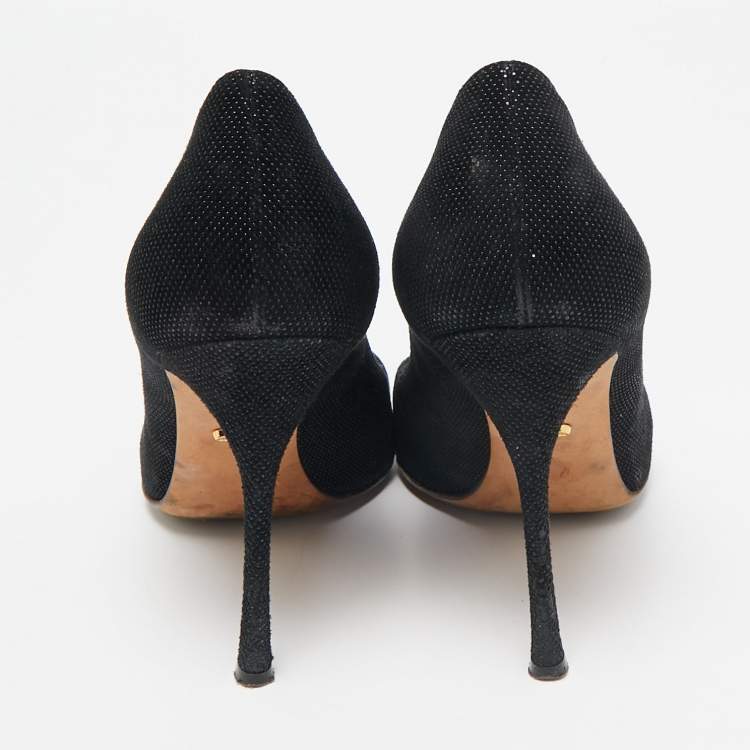 Pre Owned Sergio Rossi Black Canvas Pointed Toe Pumps Size 36