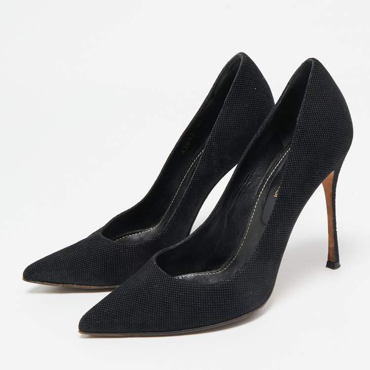 Pre Owned Sergio Rossi Black Canvas Pointed Toe Pumps Size 36