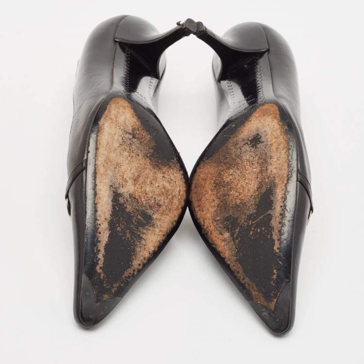 Pre Owned Sergio Rossi Black Leather Pointed Toe Pumps Size 39.5