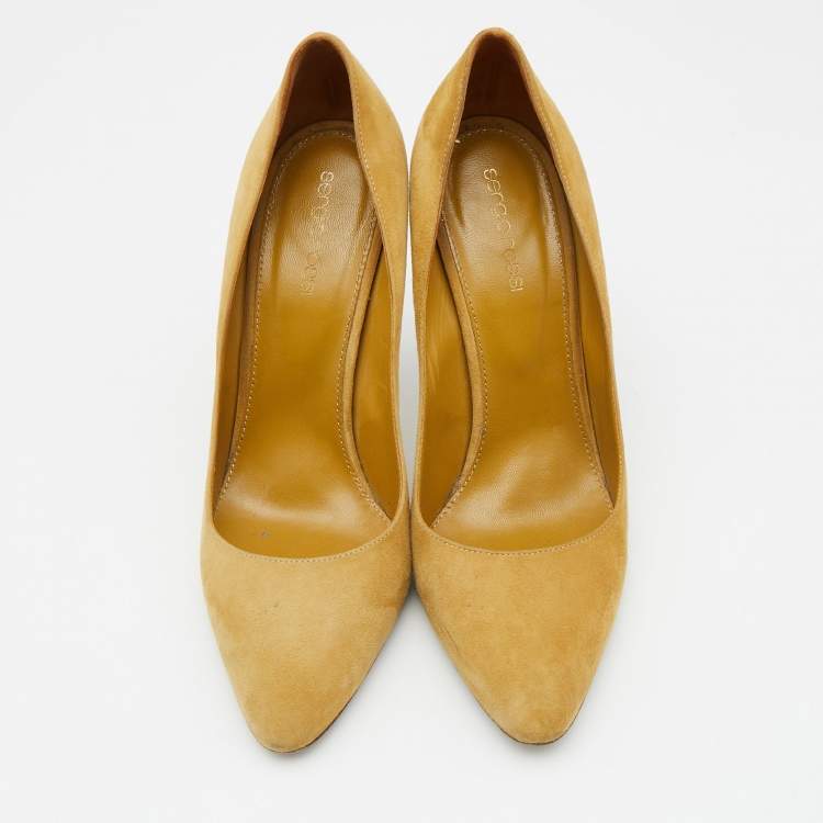 Pre Owned Sergio Rossi Mustard Yellow Suede Pumps Size 39.5