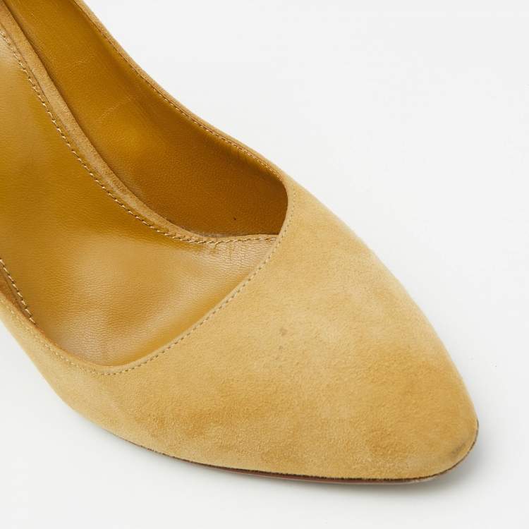 Pre Owned Sergio Rossi Mustard Yellow Suede Pumps Size 39.5