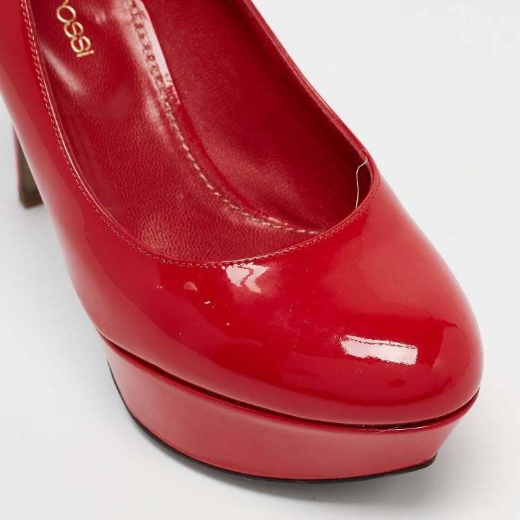 Pre Owned Sergio Rossi Red Patent Leather Platform Pumps Size 36