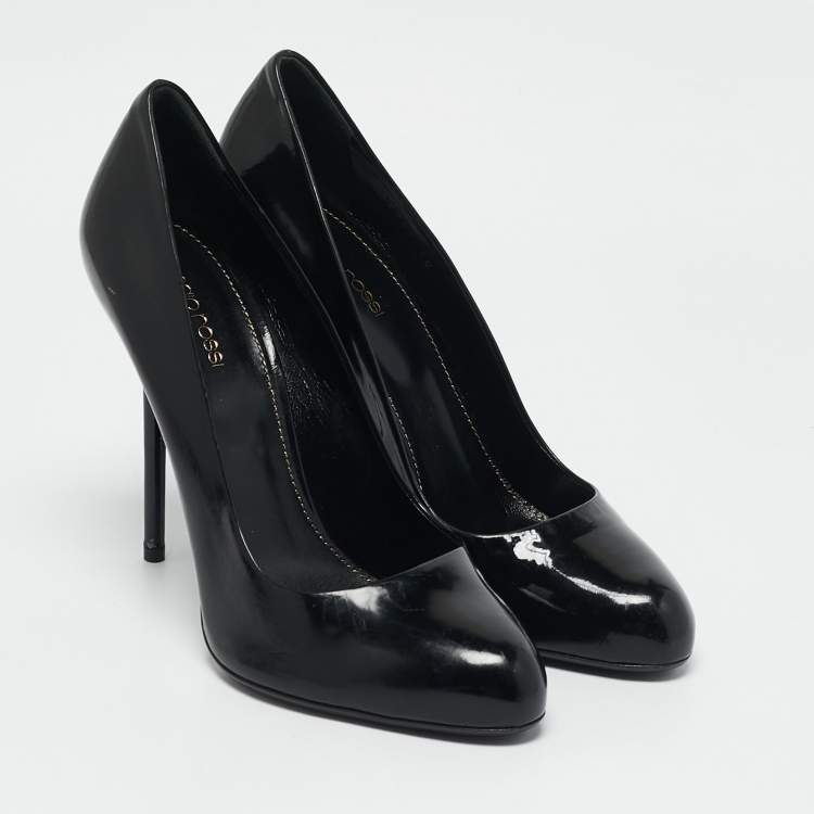 Pre Owned Sergio Rossi Black Patent Leather Round Toe Pumps Size 40