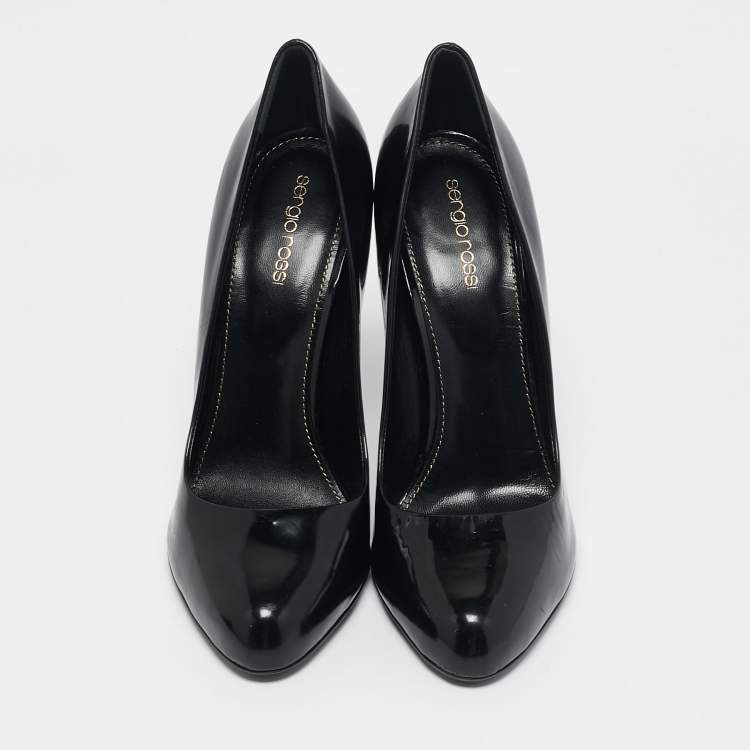 Pre Owned Sergio Rossi Black Patent Leather Round Toe Pumps Size 40