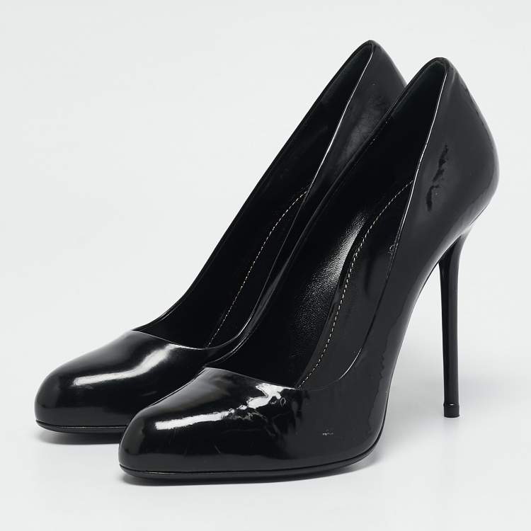 Pre Owned Sergio Rossi Black Patent Leather Round Toe Pumps Size 40