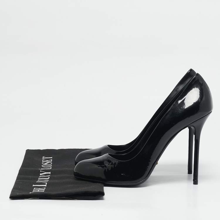 Pre Owned Sergio Rossi Black Patent Leather Round Toe Pumps Size 40