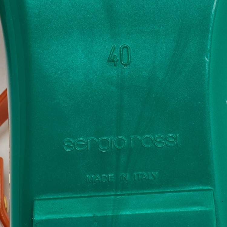 مملوكة مسبقًا Sergio Rossi Multicolor Leather and Rubber T-Strap Flat Sandals Size 40