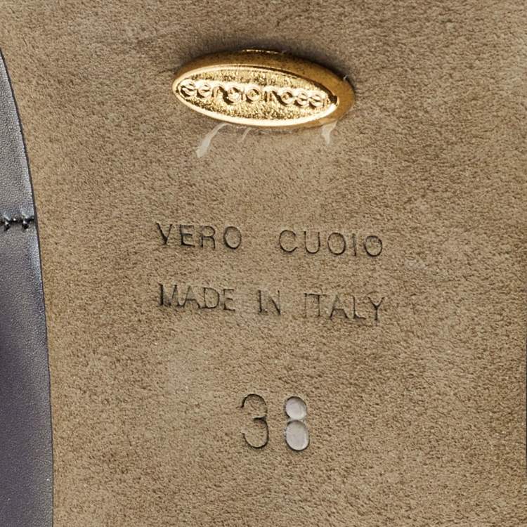 Pre Owned Sergio Rossi Metallic Leather Oblo Cut Out Pumps Size 38