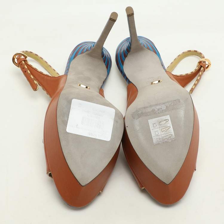 Pre Owned Sergio Rossi Brown Leather Platform Slingback Pumps Size 40