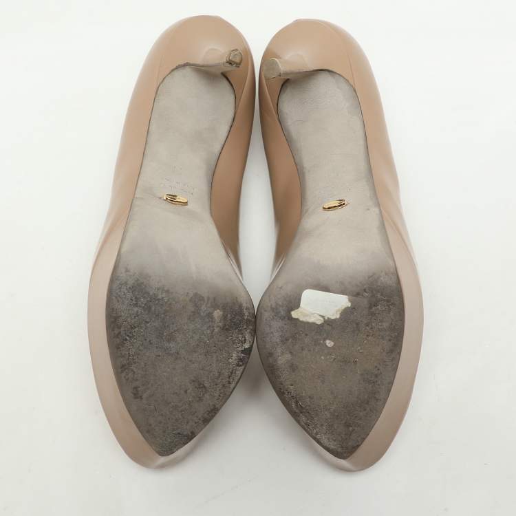 Pre Owned Sergio Rossi Beige Leather Peep Toe Platform Pumps Size 41