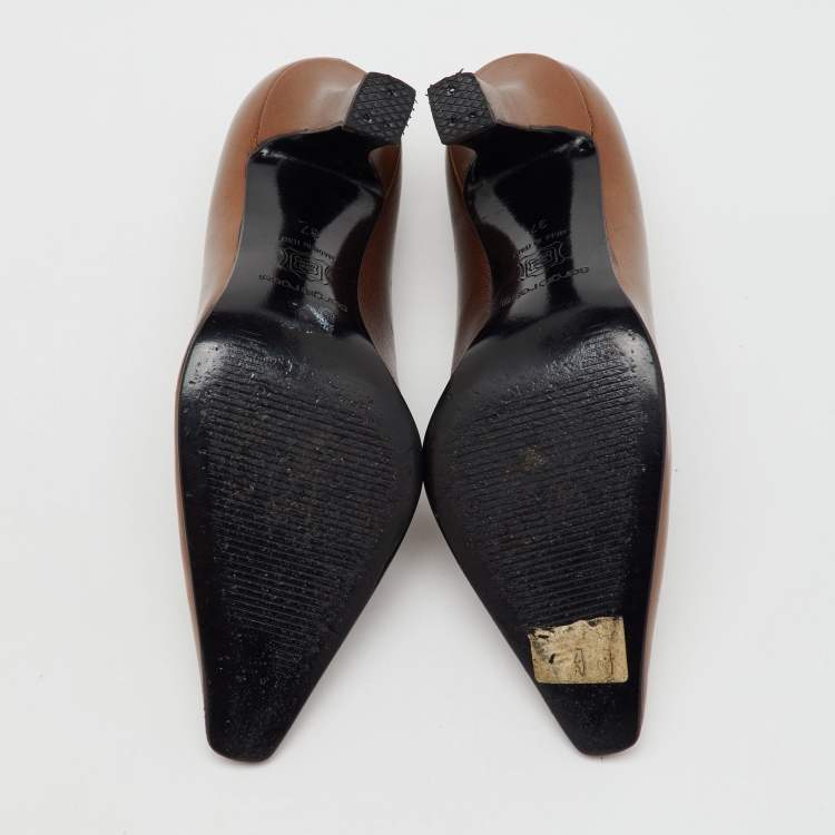 Pre Owned Sergio Rossi Metallic Brown Leather Pumps Size 37