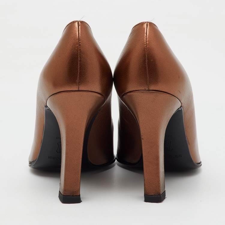 Pre Owned Sergio Rossi Metallic Brown Leather Pumps Size 37