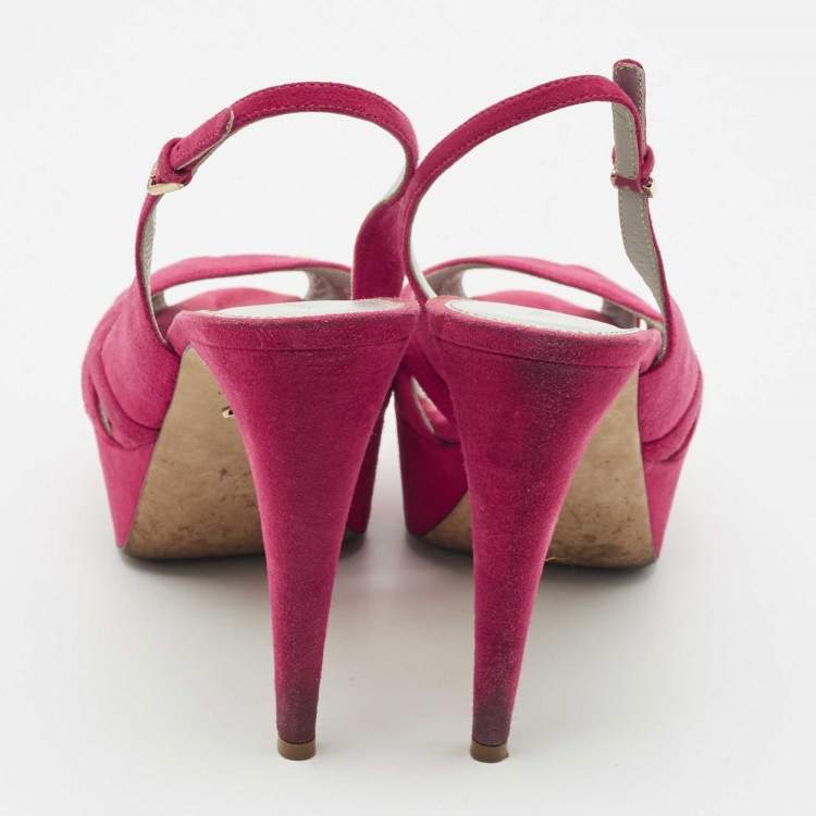 Pre Owned Sergio Rossi Pink Suede Platform Slingback Sandals Size 38