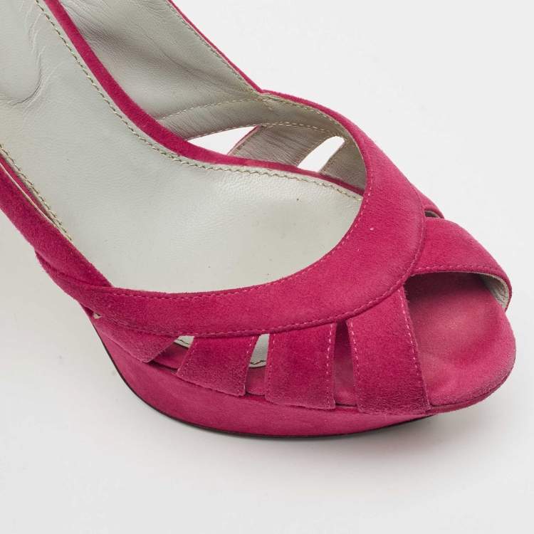 Pre Owned Sergio Rossi Pink Suede Platform Slingback Sandals Size 38