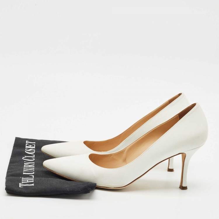 Pre Owned Sergio Rossi White Leather Pointed Toe Pumps Size 40