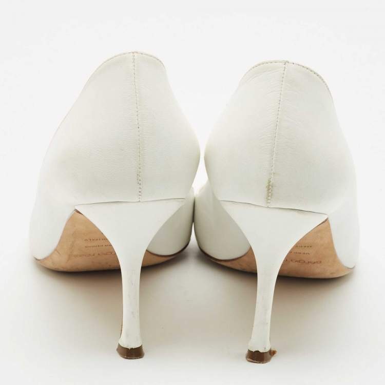 Pre Owned Sergio Rossi White Leather Pointed Toe Pumps Size 40