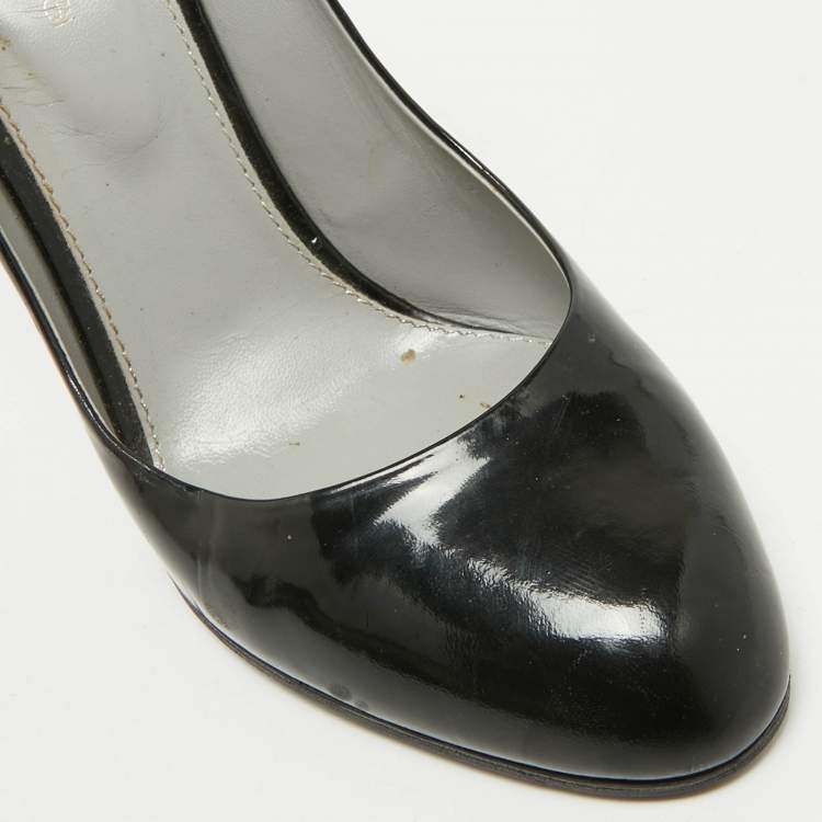 Pre Owned Sergio Rossi Black Patent Leather Round Toe Pumps Size 40