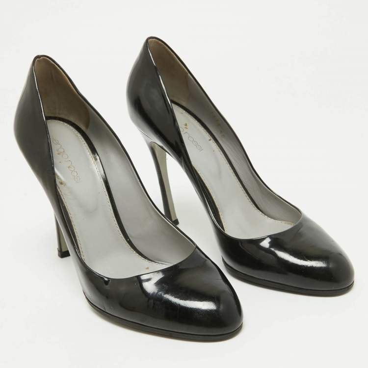 Pre Owned Sergio Rossi Black Patent Leather Round Toe Pumps Size 40