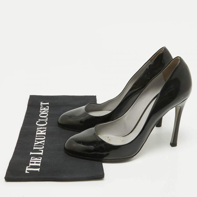 Pre Owned Sergio Rossi Black Patent Leather Round Toe Pumps Size 40