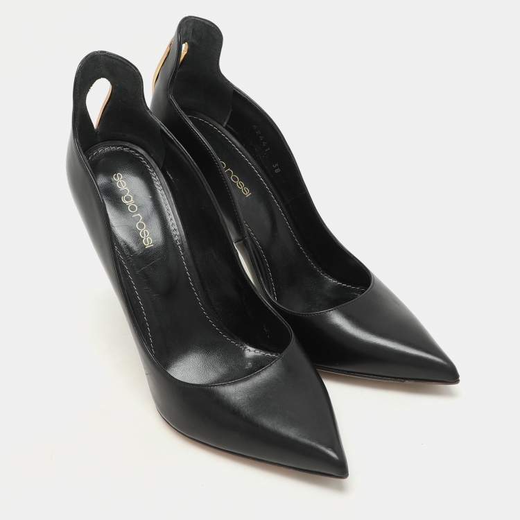 مملوكة مسبقًا Sergio Rossi Black Leather Pointed Toe Pumps Size 38