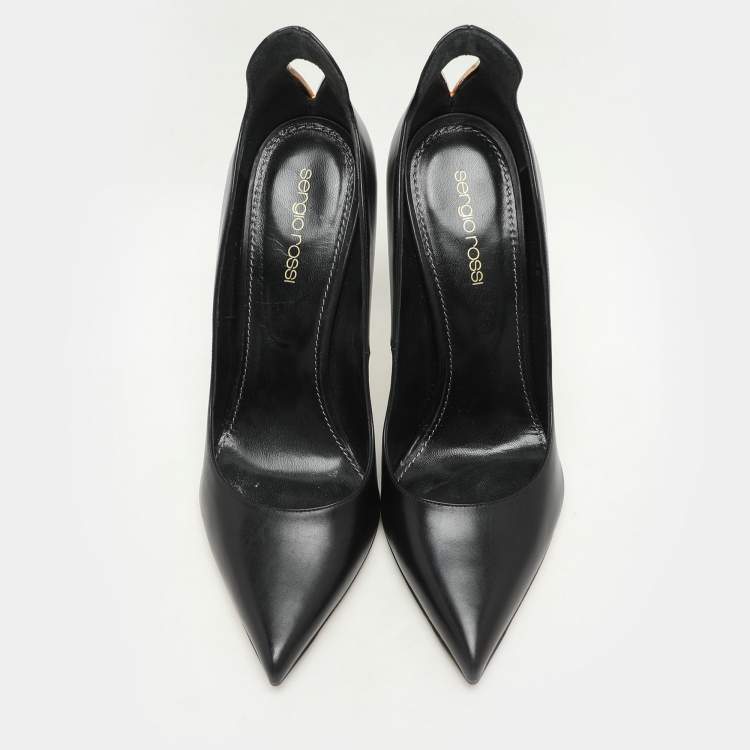 مملوكة مسبقًا Sergio Rossi Black Leather Pointed Toe Pumps Size 38