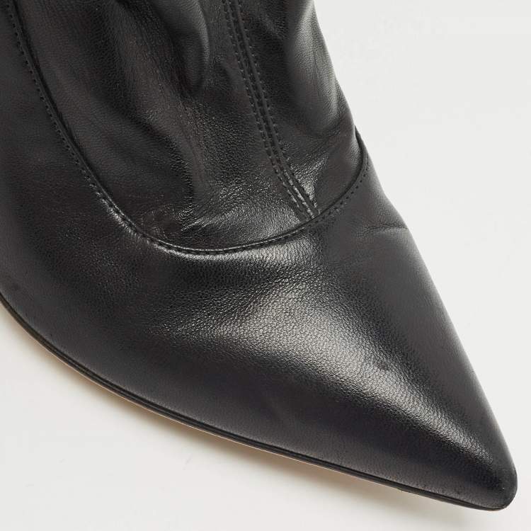 Pre Owned Sergio Rossi Black Leather Knee Length Boots Size 40