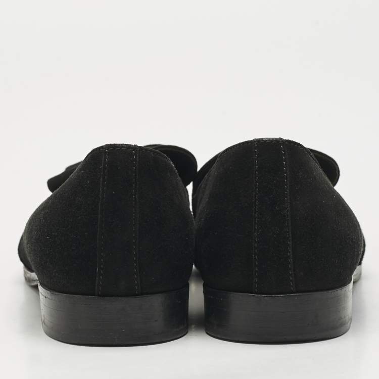 Pre Owned Sergio Rossi Black Suede Tassel Smoking Slippers Size 36.5
