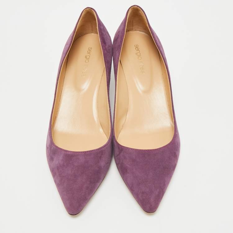 Pre Owned Sergio Rossi Purple Suede Pointed Toe Pumps Size 38