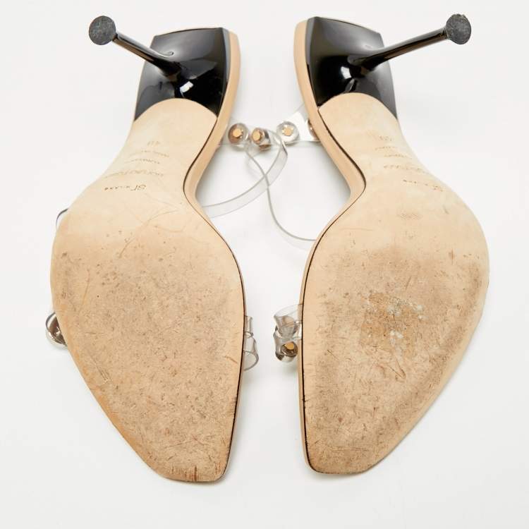 مملوكة مسبقًا Sergio Rossi Transparent PVC Crystal Embellished Ankle Strap Sandals Size 40
