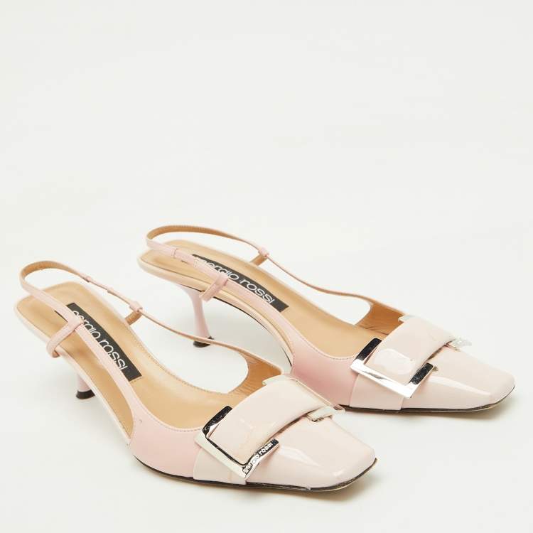 Pre Owned Sergio Rossi Light Pink Patent Leather Sr Twenty Slingback Pumps Size 41