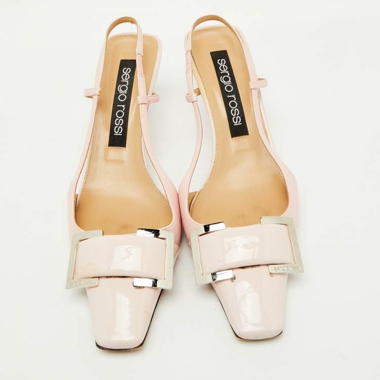 Pre Owned Sergio Rossi Light Pink Patent Leather Sr Twenty Slingback Pumps Size 41