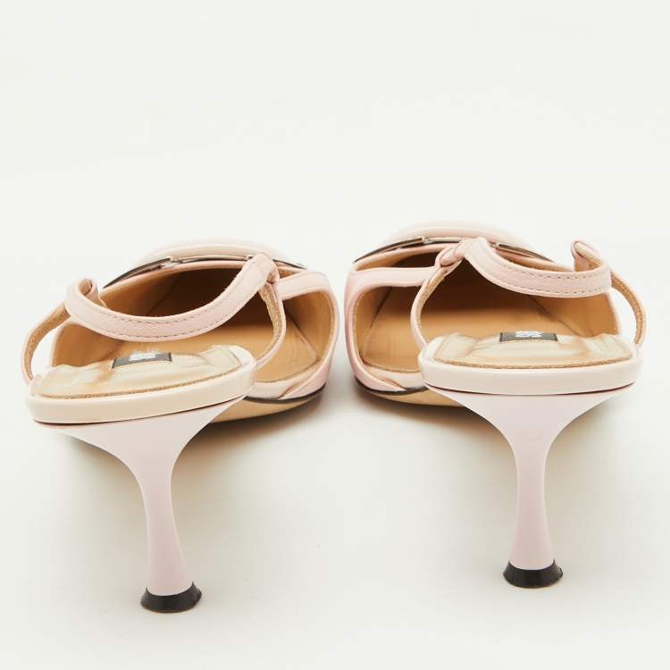 Pre Owned Sergio Rossi Light Pink Patent Leather Sr Twenty Slingback Pumps Size 41
