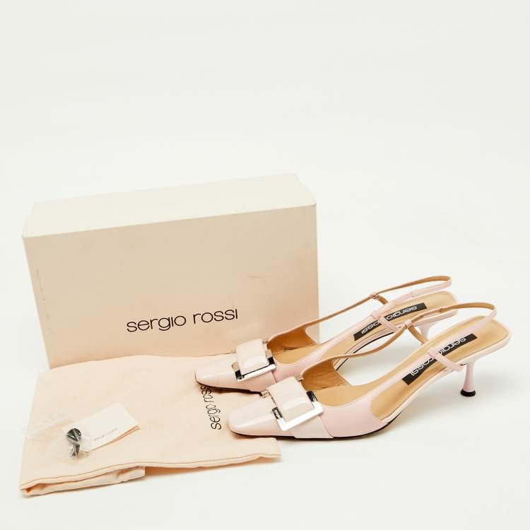 Pre Owned Sergio Rossi Light Pink Patent Leather Sr Twenty Slingback Pumps Size 41