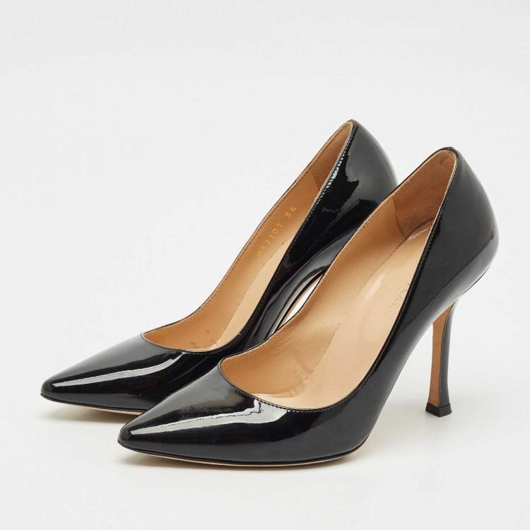 Pre Owned Sergio Rossi Black  Patent Leather Pointed Toe Pumps Size 34