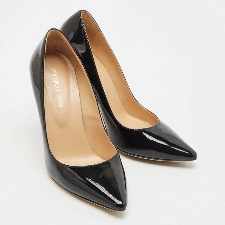 Pre Owned Sergio Rossi Black  Patent Leather Pointed Toe Pumps Size 34