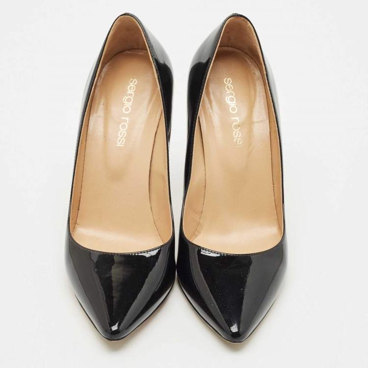 Pre Owned Sergio Rossi Black  Patent Leather Pointed Toe Pumps Size 34