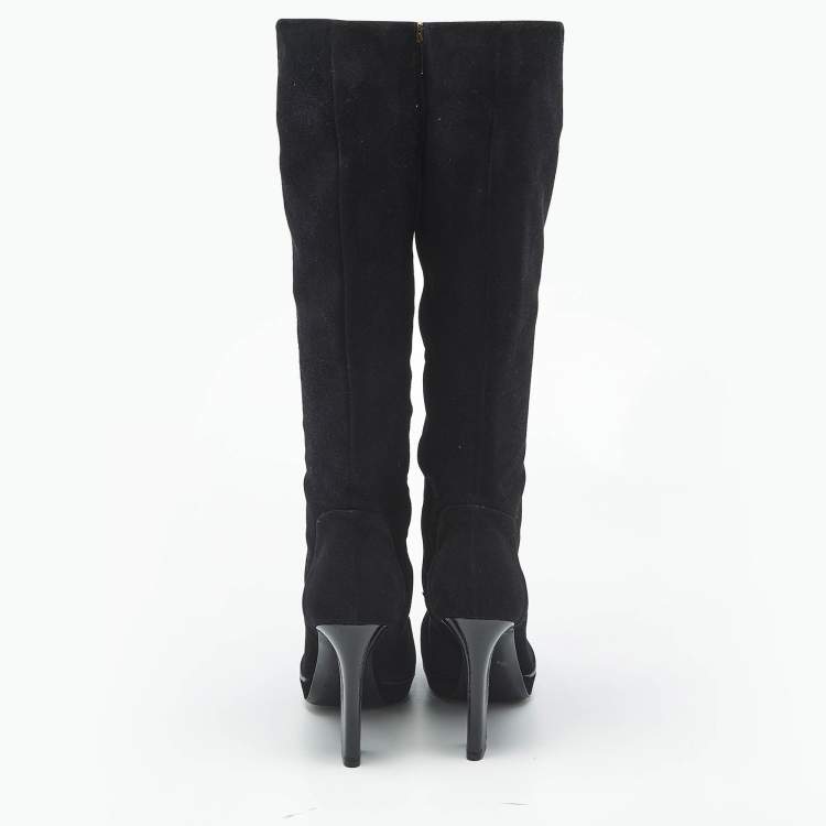 Pre Owned Sergio Rossi Black Suede Knee Length Boots Size 39