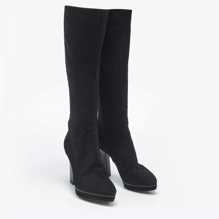 Pre Owned Sergio Rossi Black Suede Knee Length Boots Size 39