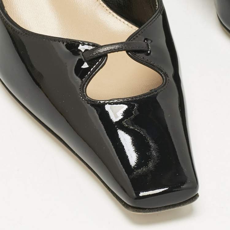 Pre Owned Sergio Rossi Black Patent Leather Square Toe Pumps Size 39.5