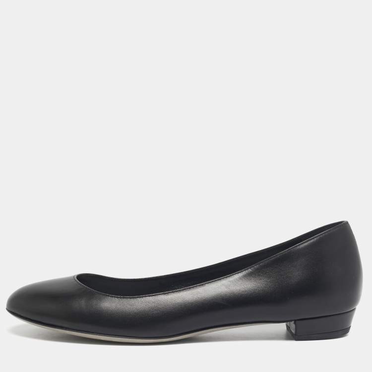 Pre Owned Sergio Rossi Black Suede Round Toe Ballet Flats Size 37