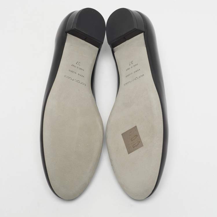 Pre Owned Sergio Rossi Black Suede Round Toe Ballet Flats Size 37