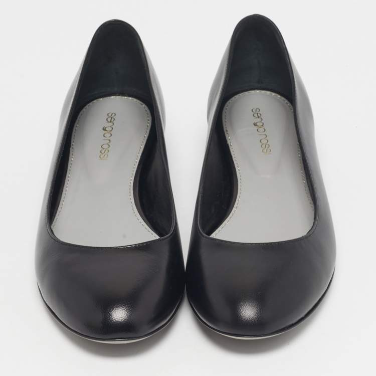 Pre Owned Sergio Rossi Black Suede Round Toe Ballet Flats Size 37