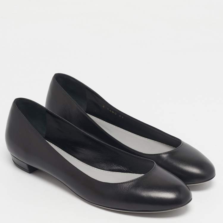Pre Owned Sergio Rossi Black Suede Round Toe Ballet Flats Size 37
