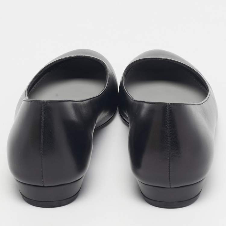 Pre Owned Sergio Rossi Black Suede Round Toe Ballet Flats Size 37